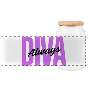 Diva Always – Design féminin - Boîte à biscuits avec couvercle en bois - blanc - Devant