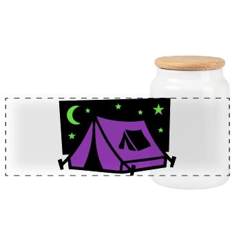 Festival Zelt Nacht Logo - Panorama Keksdose mit Holzdeckel - Weiß - Vorne