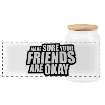Assurez-vous que vos amis vont bien Logo de citation des amis - Boîte à biscuits avec couvercle en bois - blanc - Devant