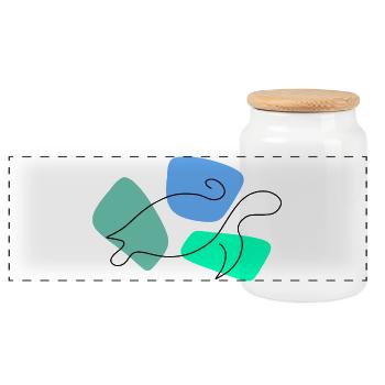 Lineart turtle with color background - Panoramic Cookie Jar with Wooden Lid - white - Front