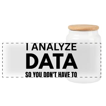 Funny Data Analyst Computer Nerd Gift for Husband - Panoramic Cookie Jar with Wooden Lid - white - Front