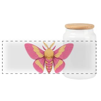 Rosy Maple Moth Dryocampa rubicunda Cartoon - Panoramic Cookie Jar with Wooden Lid - white - Front
