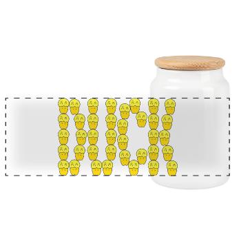 Cute duck typography - Panoramic Cookie Jar with Wooden Lid - white - Front