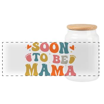 Bientôt Maman - Boîte à biscuits avec couvercle en bois - blanc - Devant