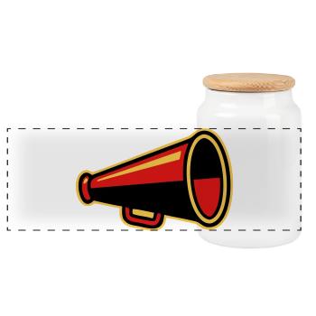 Red Megaphone Ultras Icon - Panoramic Cookie Jar with Wooden Lid - white - Front