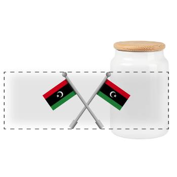 Libysche Flagge - Panorama Keksdose mit Holzdeckel - Weiß - Vorne