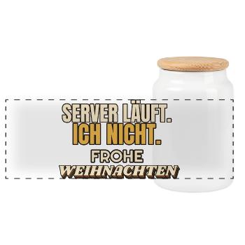 Server läuft. Ich nicht. Frohe Weihnachten - IT - Panorama Keksdose mit Holzdeckel - Weiß - Vorne