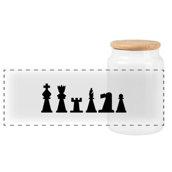 Schach - Panorama Keksdose mit Holzdeckel - Weiß - Vorne