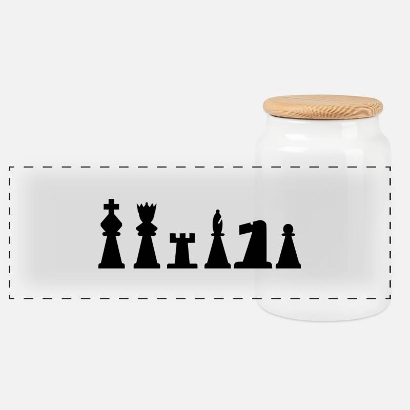 Schach - Panorama Keksdose mit Holzdeckel - Weiß