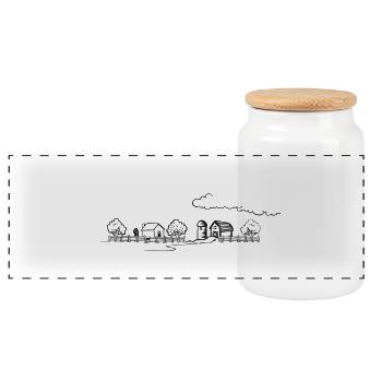 ferme - Boîte à biscuits avec couvercle en bois - blanc - Devant