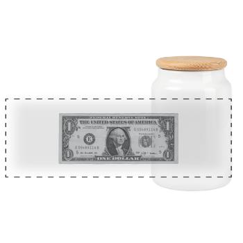 1 dollar - Boîte à biscuits avec couvercle en bois - blanc - Devant