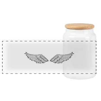 Ailes angéliques - Boîte à biscuits avec couvercle en bois - blanc - Devant