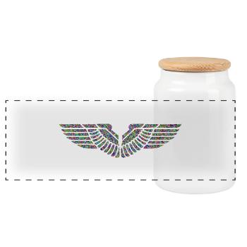 Adler Flügel Neon Geschenk Geometrisch - Panorama Keksdose mit Holzdeckel - Weiß - Vorne