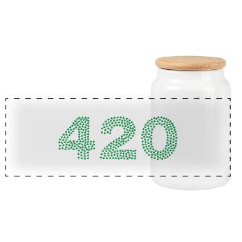 420 Hanfblätter Cannabis Geschenk Geschenkidee - Panorama Keksdose mit Holzdeckel - Weiß - Vorne