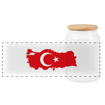 Türkei Land Flagge Turkey Turkje Türkye Grenze - Panorama Keksdose mit Holzdeckel - Weiß - Vorne