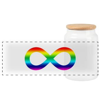 Unendlich Regenbogen - Panorama Keksdose mit Holzdeckel - Weiß - Vorne