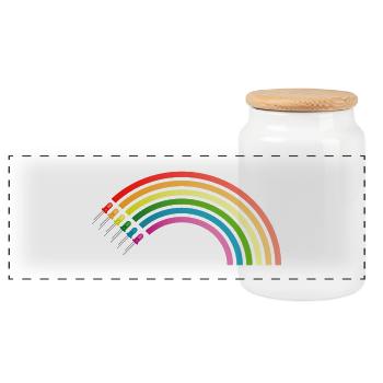 Arc-en-ciel - Boîte à biscuits avec couvercle en bois - blanc - Devant