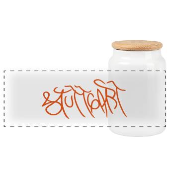 Souvenir d’art de rue de Stuttgart - Boîte à biscuits avec couvercle en bois - blanc - Devant