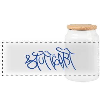 Geschenk für echte Stuttgarter*innen - Panorama Keksdose mit Holzdeckel - Weiß - Vorne