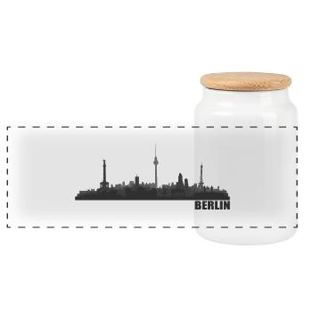 Berlin City - Panorama Keksdose mit Holzdeckel - Weiß - Vorne