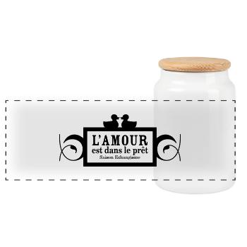 L'amour est dans le prêt - Boîte à biscuits avec couvercle en bois - blanc - Devant