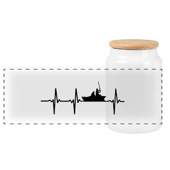 MY HEART BEATS FÜRS FISHING - Panoramic Cookie Jar with Wooden Lid - white - Front