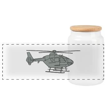 Hubschrauber 2 - Panorama Keksdose mit Holzdeckel - Weiß - Vorne