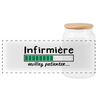 infirmière veuillez patienter - Boîte à biscuits avec couvercle en bois - blanc - Devant