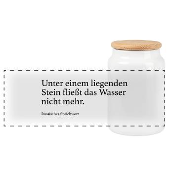 Unter einem liegenden Stein fließt das Wasser nic - Panorama Keksdose mit Holzdeckel - Weiß - Vorne
