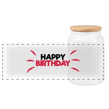 Happy Birthday - Boîte à biscuits avec couvercle en bois - blanc - Devant