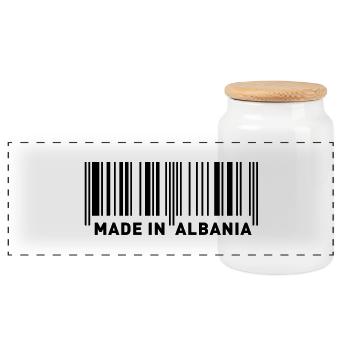 MADE IN ALBANIA - Panoramic Cookie Jar with Wooden Lid - white - Front