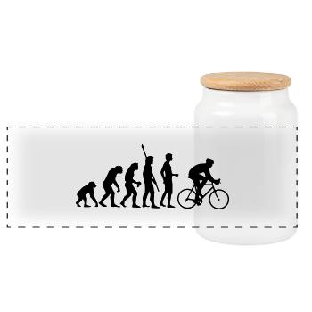 evolution_radfahrer - Panorama Keksdose mit Holzdeckel - Weiß - Vorne