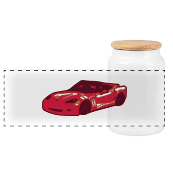 voiture - Boîte à biscuits avec couvercle en bois - blanc - Devant