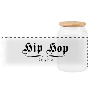 hip hop is my life - Boîte à biscuits avec couvercle en bois - blanc - Devant
