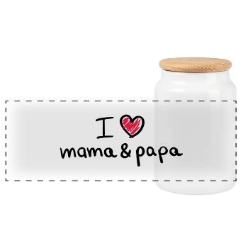 i_love_mama_und_papa__f2 - Panorama Keksdose mit Holzdeckel - Weiß - Vorne