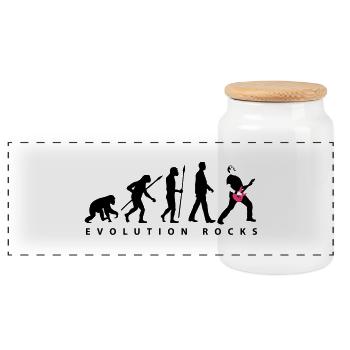 evolution_rocks_032012_b_2c - Panoramic Cookie Jar with Wooden Lid - white - Front