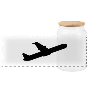 flugzeug_f1 - Panoramic Cookie Jar with Wooden Lid - white - Front