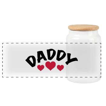 Dad / Daddy / Papa / Herz / i love my dad 2c - Panorama Keksdose mit Holzdeckel - Weiß - Vorne