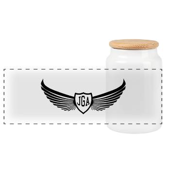 JGA stag party celebrations emblem 1c - Panoramic Cookie Jar with Wooden Lid - white - Front
