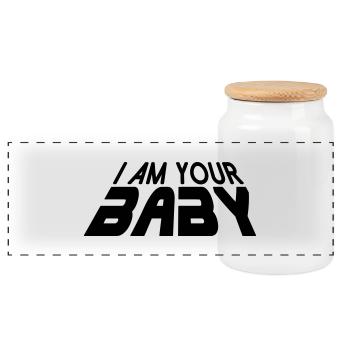 I am your BABY 3D (1c) - Panorama Keksdose mit Holzdeckel - Weiß - Vorne