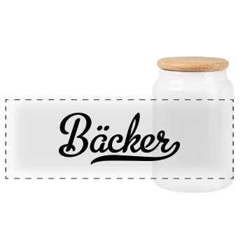 Bäcker - Panorama Keksdose mit Holzdeckel - Weiß - Vorne