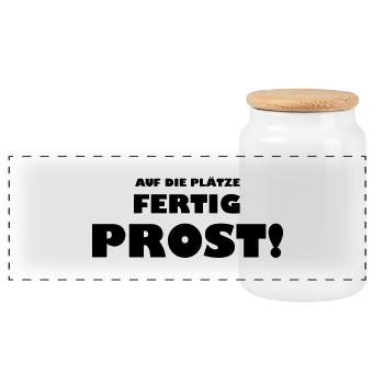 Prost auf den Sport - Panorama Keksdose mit Holzdeckel - Weiß - Vorne