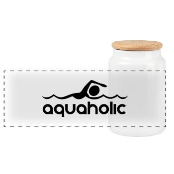 Aquaholic - Panoramic Cookie Jar with Wooden Lid - white - Front