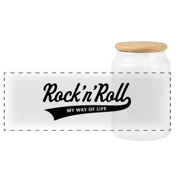 Rock 'n' Roll – Mon mode de vie - Boîte à biscuits avec couvercle en bois - blanc - Devant