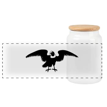 colombia andes condor drawing - Panoramic Cookie Jar with Wooden Lid - white - Front
