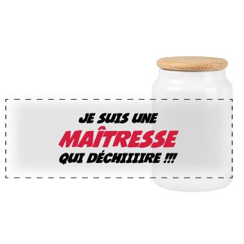 Je suis une Maîtresse qui déchiiiire !!! - Boîte à biscuits avec couvercle en bois - blanc - Devant