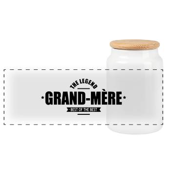 grand-mère - Boîte à biscuits avec couvercle en bois - blanc - Devant