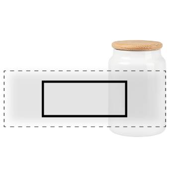 Rectangle - Rechteck - Form - Customize it ! - Panoramic Cookie Jar with Wooden Lid - white - Front