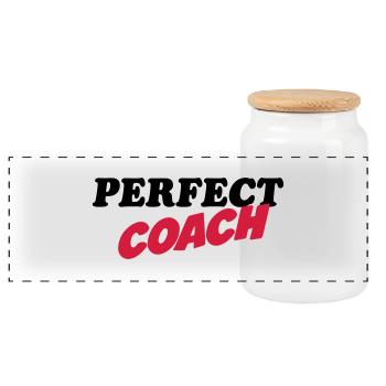 Perfect coach - Panoramic Cookie Jar with Wooden Lid - white - Front