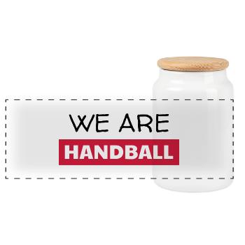 Handball Handballer Sport Sportler Spieler - Panorama Keksdose mit Holzdeckel - Weiß - Vorne